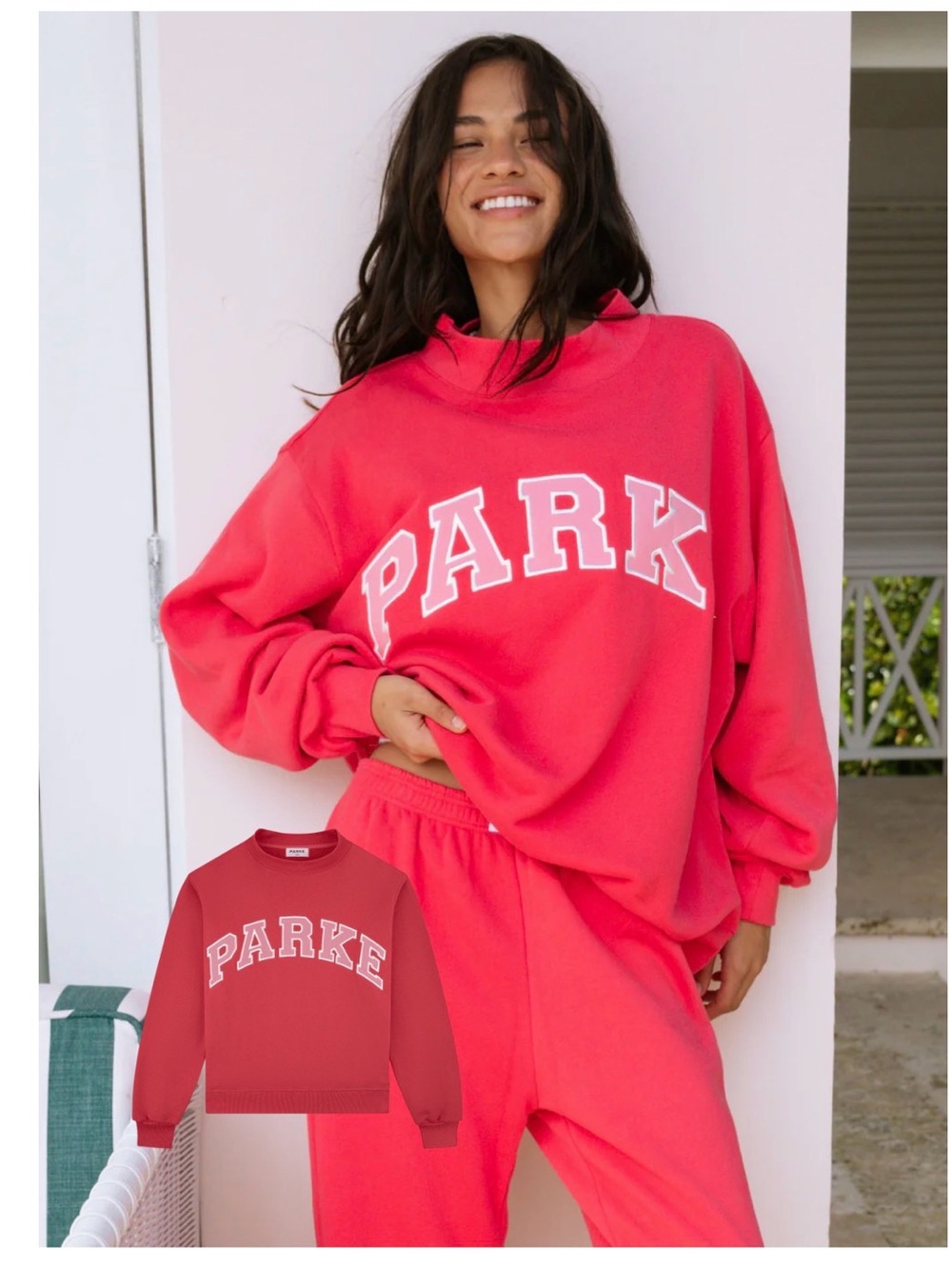 NEW PARKE Summerland Varsity Mockneck - Flamingo L/XL
